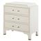 Alexander French White Wood Acrylic Handle 3 Drawer Bachelor Chest Dresser