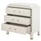 Alexander French White Wood Acrylic Handle 3 Drawer Bachelor Chest Dresser