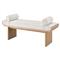 Noelle Modern White Upholstered Fabric Light Brown Wood Bedroom Bench