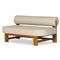 Carlo Mid Century Beige Upholstered Natural Teak Wood Frame Outdoor Sofa - 60&quot;W