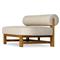Carlo Mid Century Beige Upholstered Natural Teak Wood Frame Outdoor Sofa - 60&quot;W