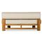 Carlo Mid Century Beige Upholstered Natural Teak Wood Frame Outdoor Sofa - 60&quot;W
