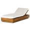 Kisha Modern Classic White Upholstered Natural Teak Outdoor Chaise Lounge