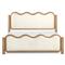 Stella Modern Natural Oak Wood Frame Cream Boucle Upholstered Wavy Bed - Queen