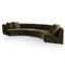 Zoe Modern Green Velvet Black Birch Wood 2 Piece Curved Sectional - 176&quot;Wx67&quot;D