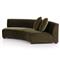 Zoe Modern Green Velvet Black Birch Wood 2 Piece Curved Sectional - 176&quot;Wx67&quot;D