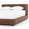 Linus Rustic Lodge Brown Upholstered Faux Leather Platform Bed - Queen