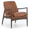 Olena Mid Century Brown Upholstered Leather Wood Frame Living Room Arm Chair
