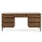 Tacorey Rustic Lodge Brown Solid Oak Wood 7 Drawer Executive Desk
