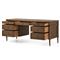Tacorey Rustic Lodge Brown Solid Oak Wood 7 Drawer Executive Desk