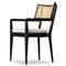 Tina Modern Beige Performance Black Wood Frame Cane Dining Arm Chair