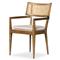 Tina Modern Beige Performance Brown Wood Frame Cane Dining Arm Chair