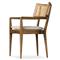 Tina Modern Beige Performance Brown Wood Frame Cane Dining Arm Chair