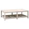 Wren Coastal Taupe Woven Rope Solid Teak 2 Tier Rectangular Outdoor Coffee Table