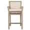Sonia Coastal Beach White Upholstered Brown Woven Rope Outdoor Counter Stool