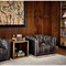 Emmy Rustic Lodge Vintage Black Leather Tufted Nailhead Trim Swivel Club Chair
