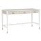 Ejiro Modern Classic Off White Mahogany Oak Wood Brass Pull 3 Drawer Desk