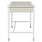 Ejiro Modern Classic Off White Mahogany Oak Wood Brass Pull 3 Drawer Desk
