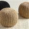 Azene Coastal Beach Black Woven Jute Round Pouf