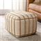 Remsen Coastal Beach Cream Cotton Braided Jute Square Pouf