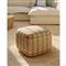Remsen Coastal Beach Cream Cotton Braided Jute Square Pouf