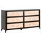 Steven Coastal Beach Natural Rattan Black Wood Frame 6 Drawer Dresser