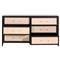 Steven Coastal Beach Natural Rattan Black Wood Frame 6 Drawer Dresser