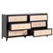 Steven Coastal Beach Natural Rattan Black Wood Frame 6 Drawer Dresser