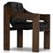 Hadley Rustic Lodge Black Upholstered Leather Brown Wood Tufted Dining Arm Chair