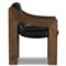 Hadley Rustic Lodge Black Upholstered Leather Brown Wood Tufted Dining Arm Chair