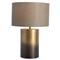 Maddux Industrial Loft Antique Brass Iron Grey Drum Shade Table Lamp