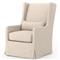 Silas Modern Classic Beige Herringbone Upholstered Slipcovered Swivel Arm Chair