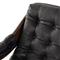 Hadley Rustic Black Upholstered Leather Brown Wood Tufted Occasional Arm Chair