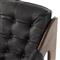 Hadley Rustic Black Upholstered Leather Brown Wood Tufted Occasional Arm Chair