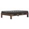 Hadley Black Upholstered Leather Brown Wood Rectangular Tufted Cocktail Ottoman