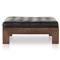 Hadley Black Upholstered Leather Brown Wood Rectangular Tufted Cocktail Ottoman
