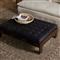 Hadley Black Upholstered Leather Brown Wood Rectangular Tufted Cocktail Ottoman