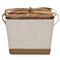 Lionel Modern Classic White Canvas Wood Basket with Serveware for 2