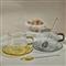 Faye Modern Classic Grey Glass Tea Cup and Saucer - Set of 4