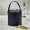 Fabiola Mid Century Blue Leather Gold Brass Ice Bucket with Tong