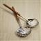 Fleur Coastal Beach Silver Stainless Steel Brown Bamboo Handle Server Set