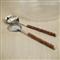 Fleur Coastal Beach Silver Stainless Steel Brown Bamboo Handle Server Set