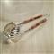 Fleur Coastal Beach Silver Stainless Steel Brown Bamboo Handle Serving Tong