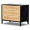 Rhian Coastal Beach Black Mango Wood Woven Cane 3 Drawer Nightstand