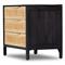 Rhian Coastal Beach Black Mango Wood Woven Cane 3 Drawer Nightstand