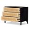 Rhian Coastal Beach Black Mango Wood Woven Cane 3 Drawer Nightstand