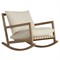 Addison Coastal Beach Beige Upholstered Brown Teak Wood Outdoor Rocking Chair