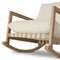 Addison Coastal Beach Beige Upholstered Brown Teak Wood Outdoor Rocking Chair