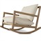 Addison Coastal Beach Beige Upholstered Brown Teak Wood Outdoor Rocking Chair