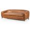 Riley Mid Century Modern Brown Upholstered Leather Wood Frame Sofa - 86.5&quot;W